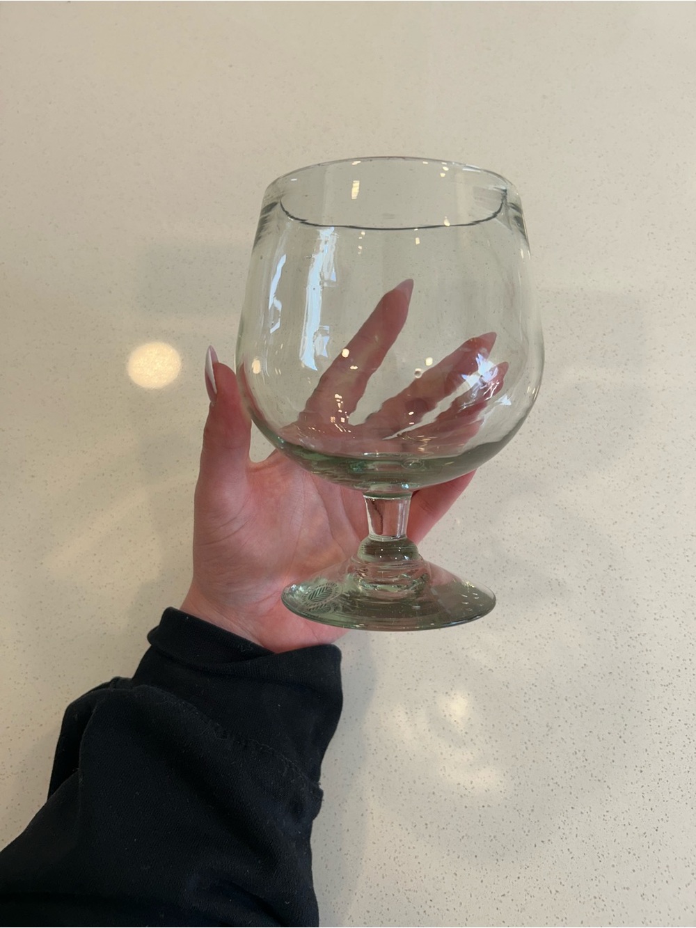 Pottery Barn recycled glass handmade Bulb Stemmed Glass Goblet - Home Accents